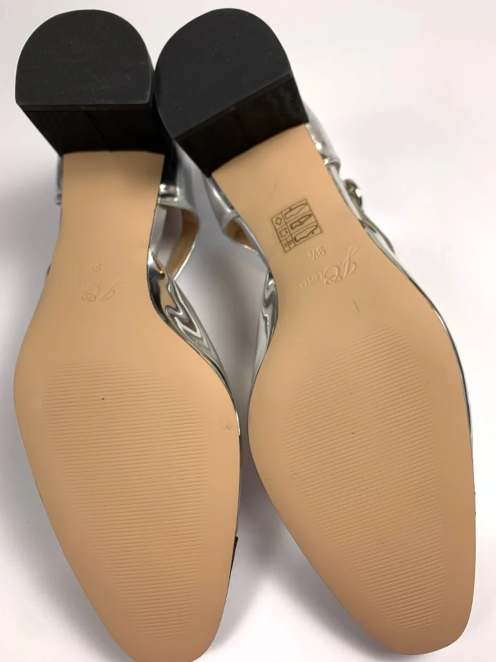 J.Crew Maisie Silver Leather Mary Jane Block Heels Black Cap Toe 9.5